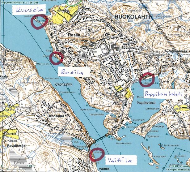 Kunnan venepaikat kartalla